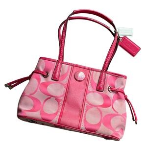 2000s Coach Signaturett Pink Shoulder Bag